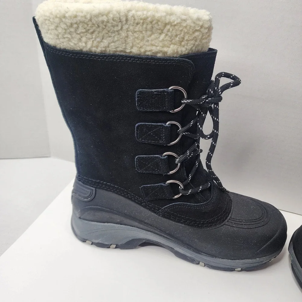 Lands' End Expedition Men's 8D Shoes Black Suede Insulated Winter Snow Boots